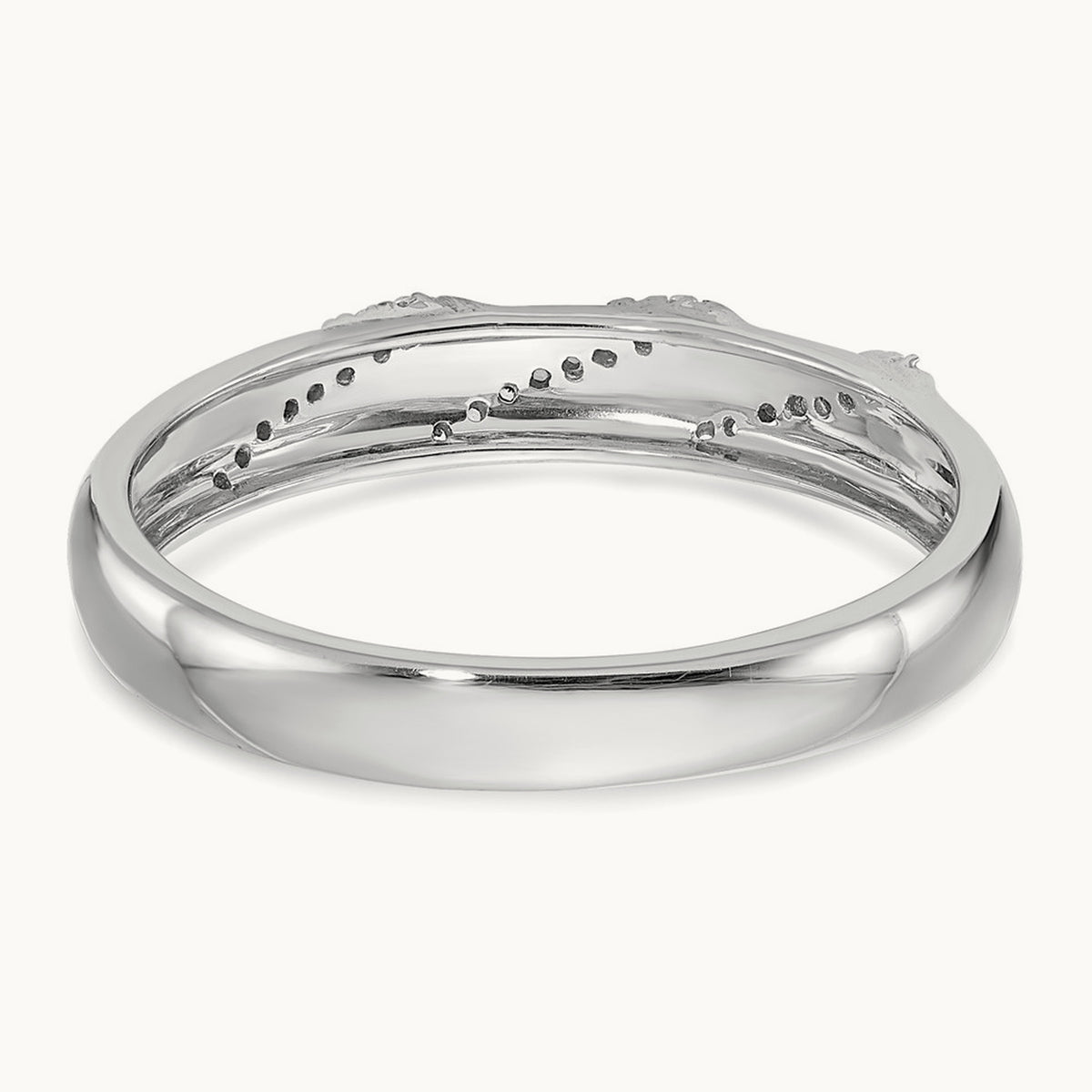 Complete Diamond Trio Men's Wedding Band, 14K White Gold