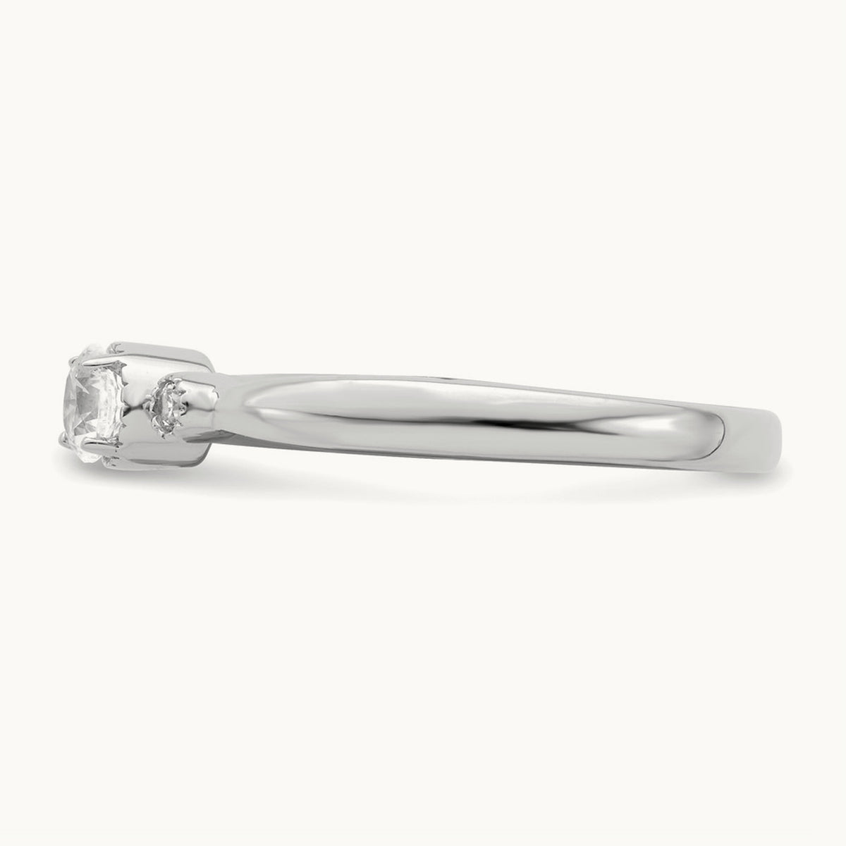 Petite Beaded Edge Round Complete Diamond Ring — 14K White Gold, 0.246 ct, 7
