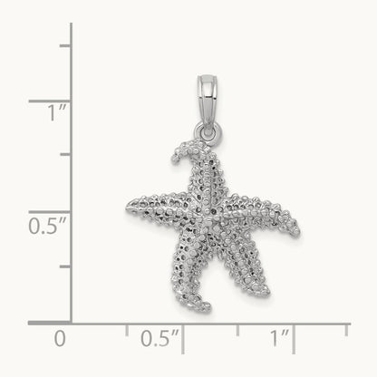 Polished Open-Backed Starfish Pendant — 14K White Gold