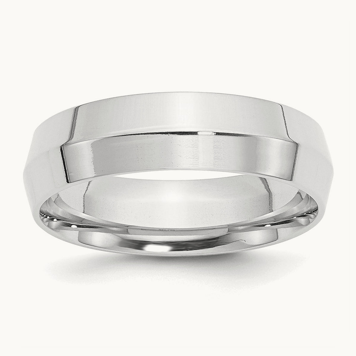 Knife Edge Comfort Fit Band, 6mm, 10K White Gold