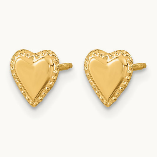 Madi K Heart Post Earrings, 14K