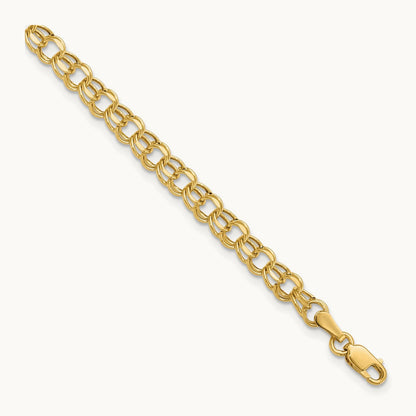 7in Hollow Double Link Charm Bracelet — 14K Yellow Gold, 4.5mm