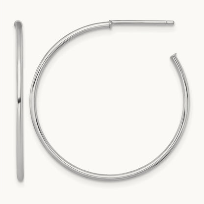 1.2 x Polished Post Hoop Earrings — 14K White Gold