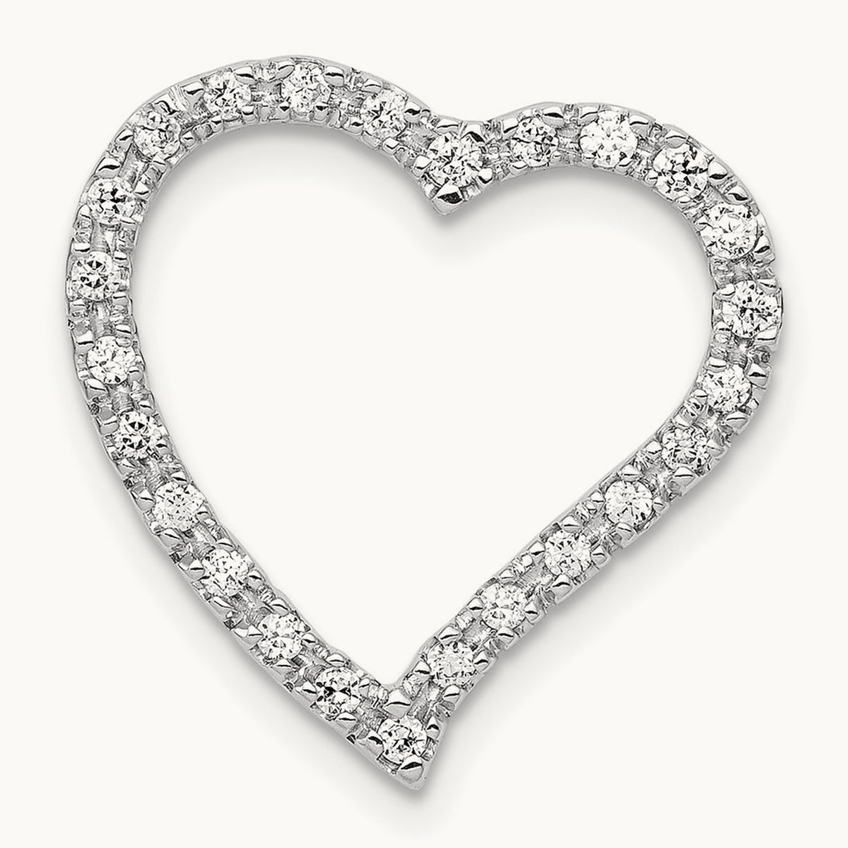 1/5ct. Diamond Curved Heart Chain Slide, 14K White Gold