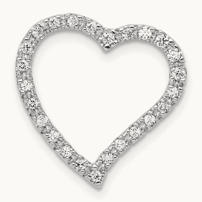 1/5ct. Diamond Curved Heart Chain Slide, 14K White Gold
