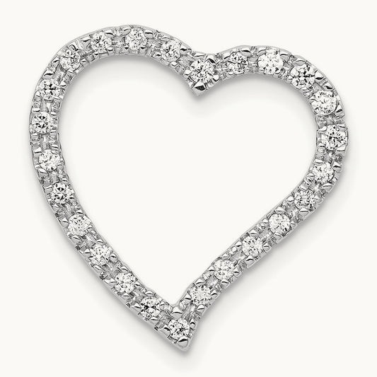 1/5ct. Diamond Curved Heart Chain Slide, 14K White Gold