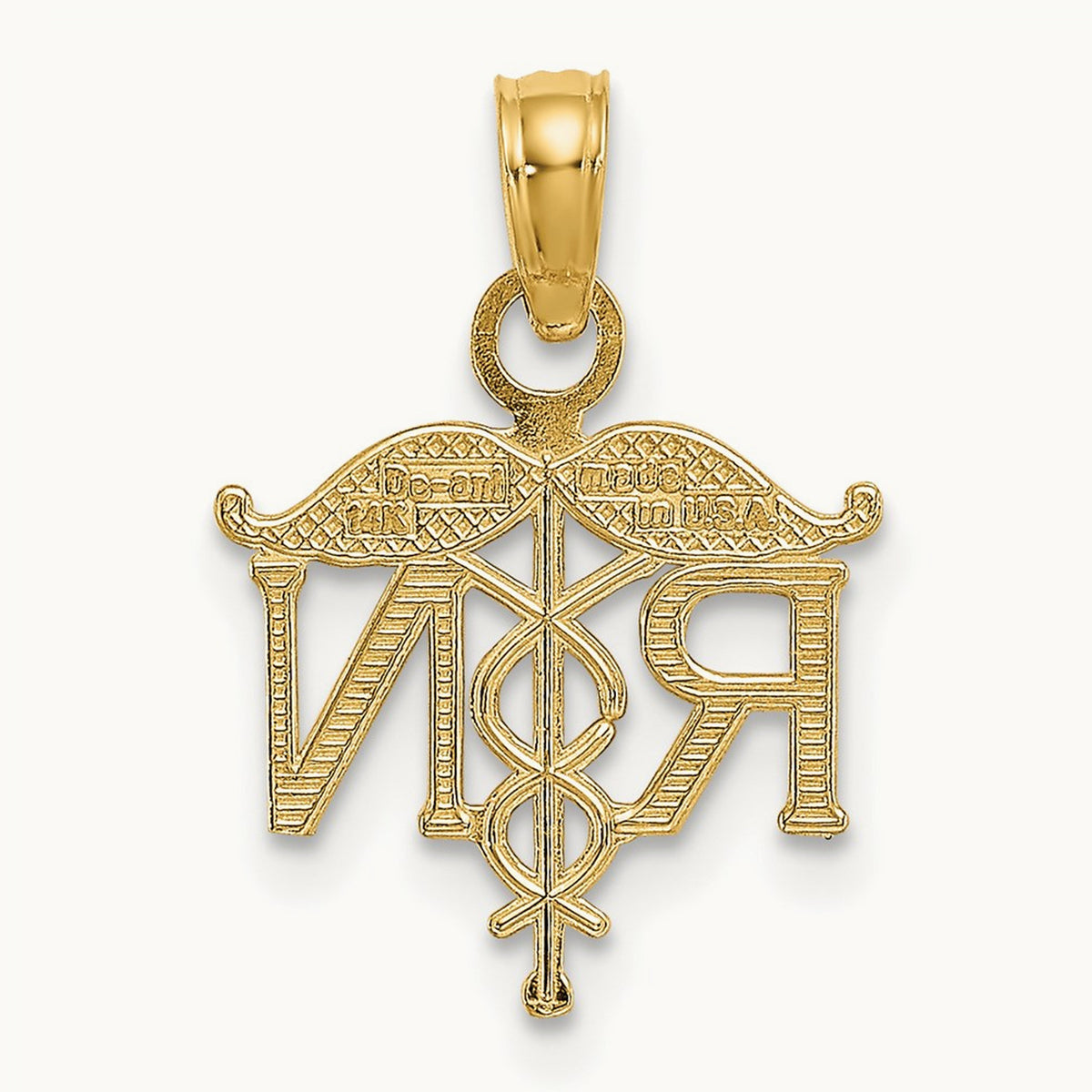 RN Registered Nurse Pendant — 14K Yellow Gold