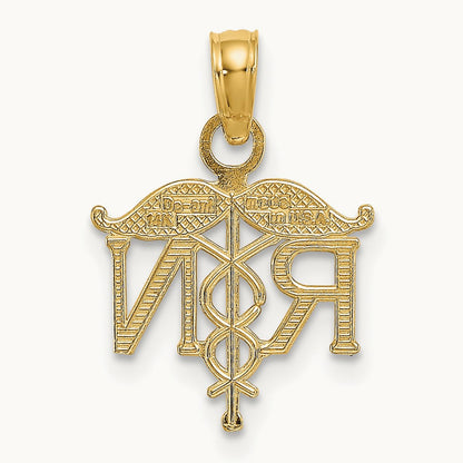 RN Registered Nurse Pendant — 14K Yellow Gold