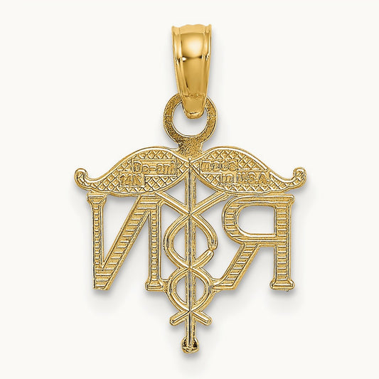 RN Registered Nurse Pendant — 14K Yellow Gold
