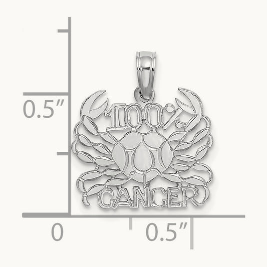 100% CANCER Zodiac Charm — 14K White Gold