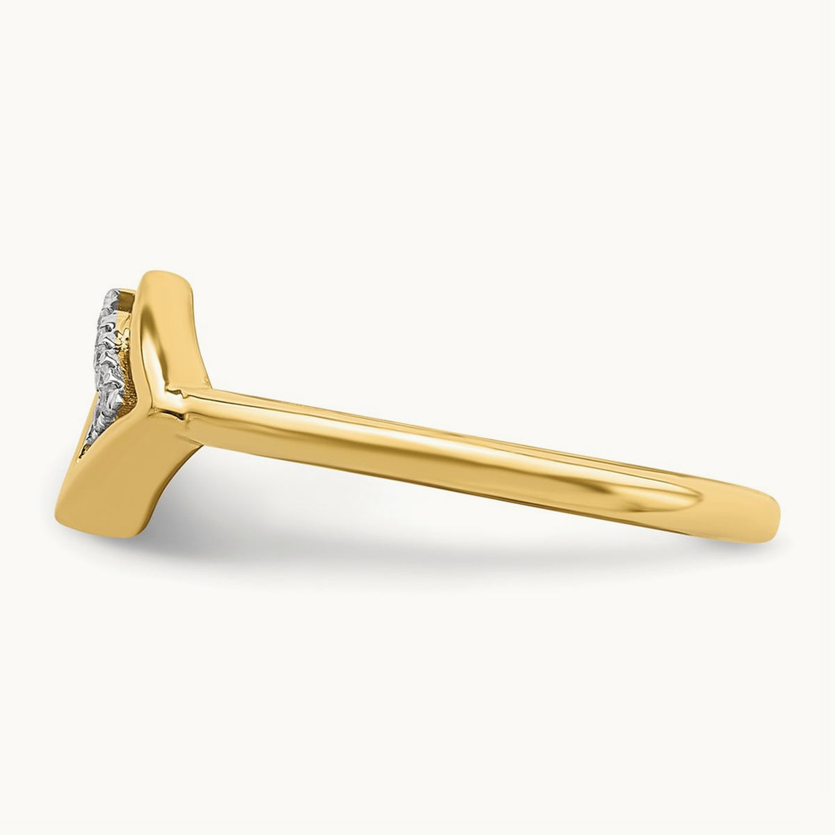 Polished Double Triangle Diamond Ring, 14K