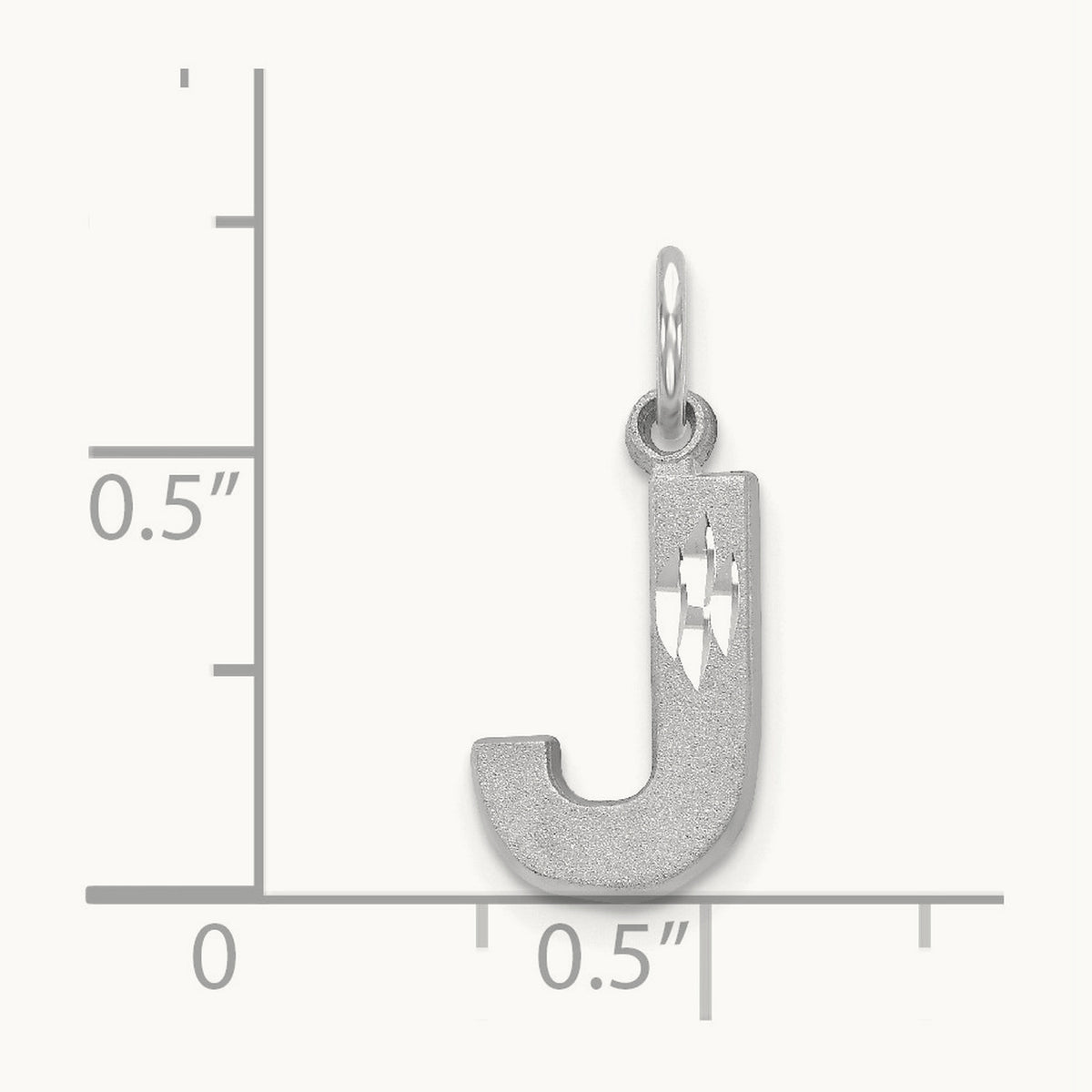 Satin Diamond-cut Initial Charm — 14K White Gold, J