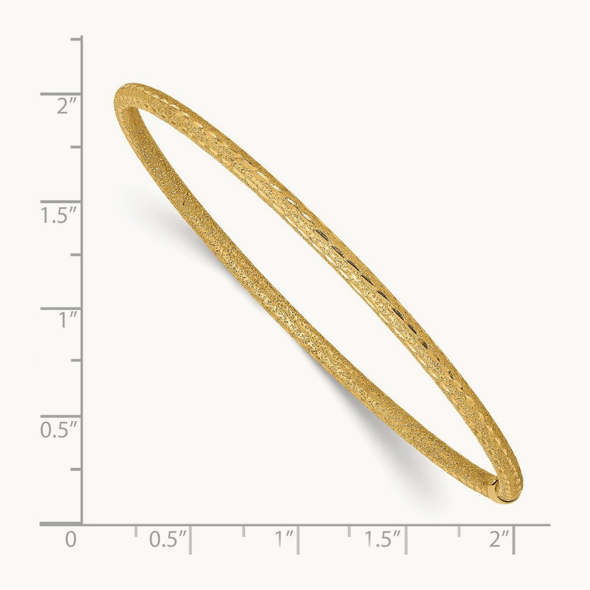 Satin Finish Diamond-cut Tube Slip-on Bangle, 3mm, 14K