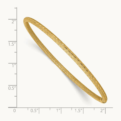 Satin Finish Diamond-cut Tube Slip-on Bangle, 3mm, 14K