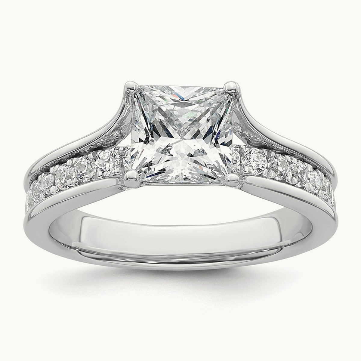 Princess Engagement Ring, 1.75-3.00 ct tw Lab-Grown Diamond — 1 7/8 ct, 14K White Gold