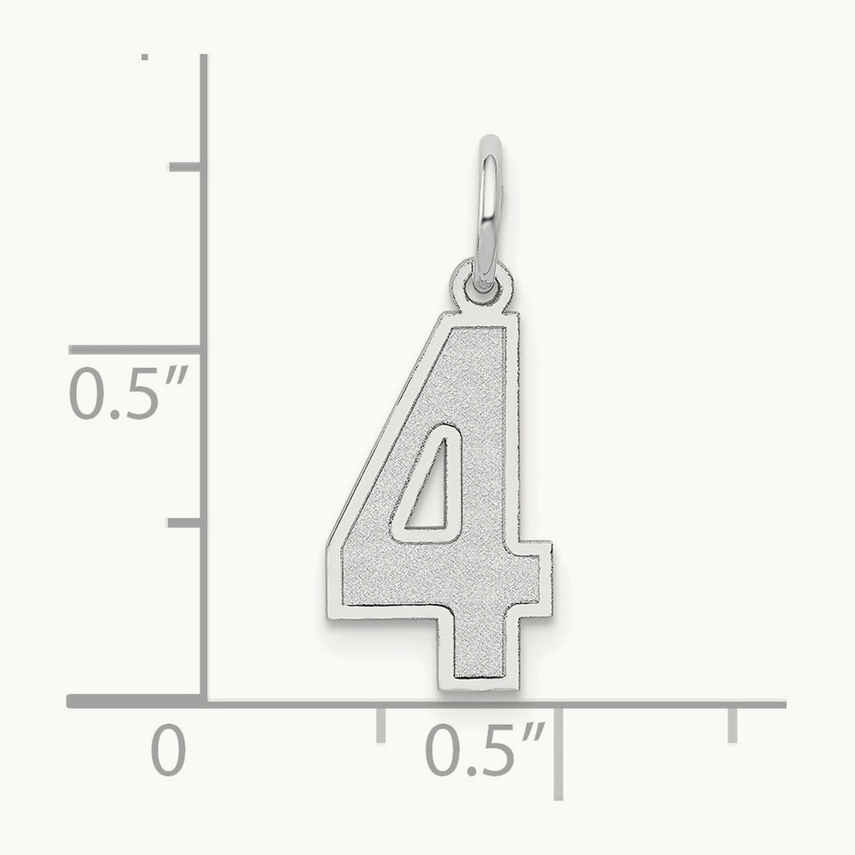 Medium Satin Number 4 Charm — 14K White Gold