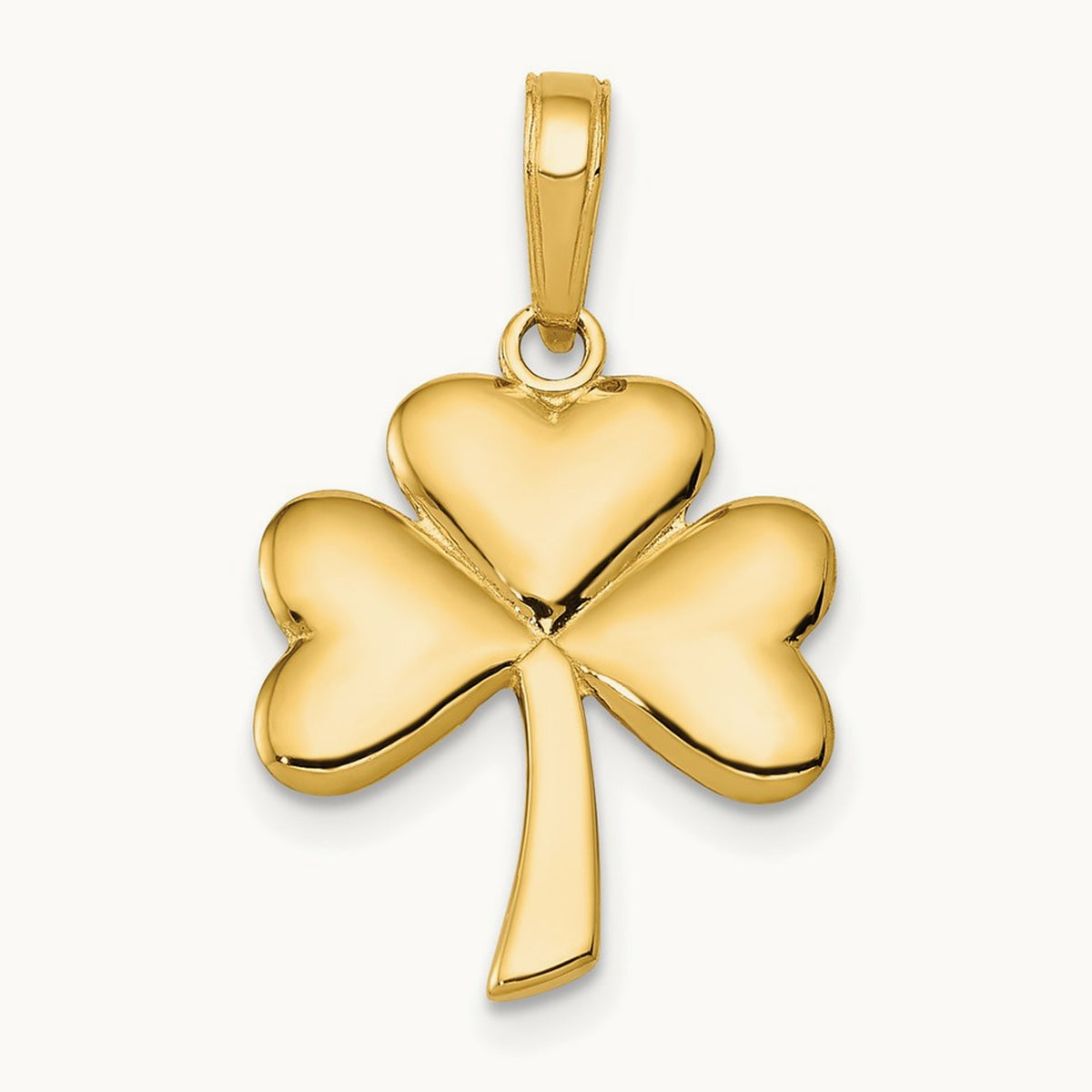 Polished Solid Shamrock Pendant, 14K