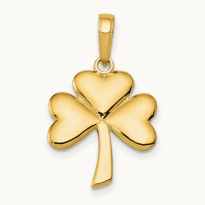 Polished Solid Shamrock Pendant, 14K