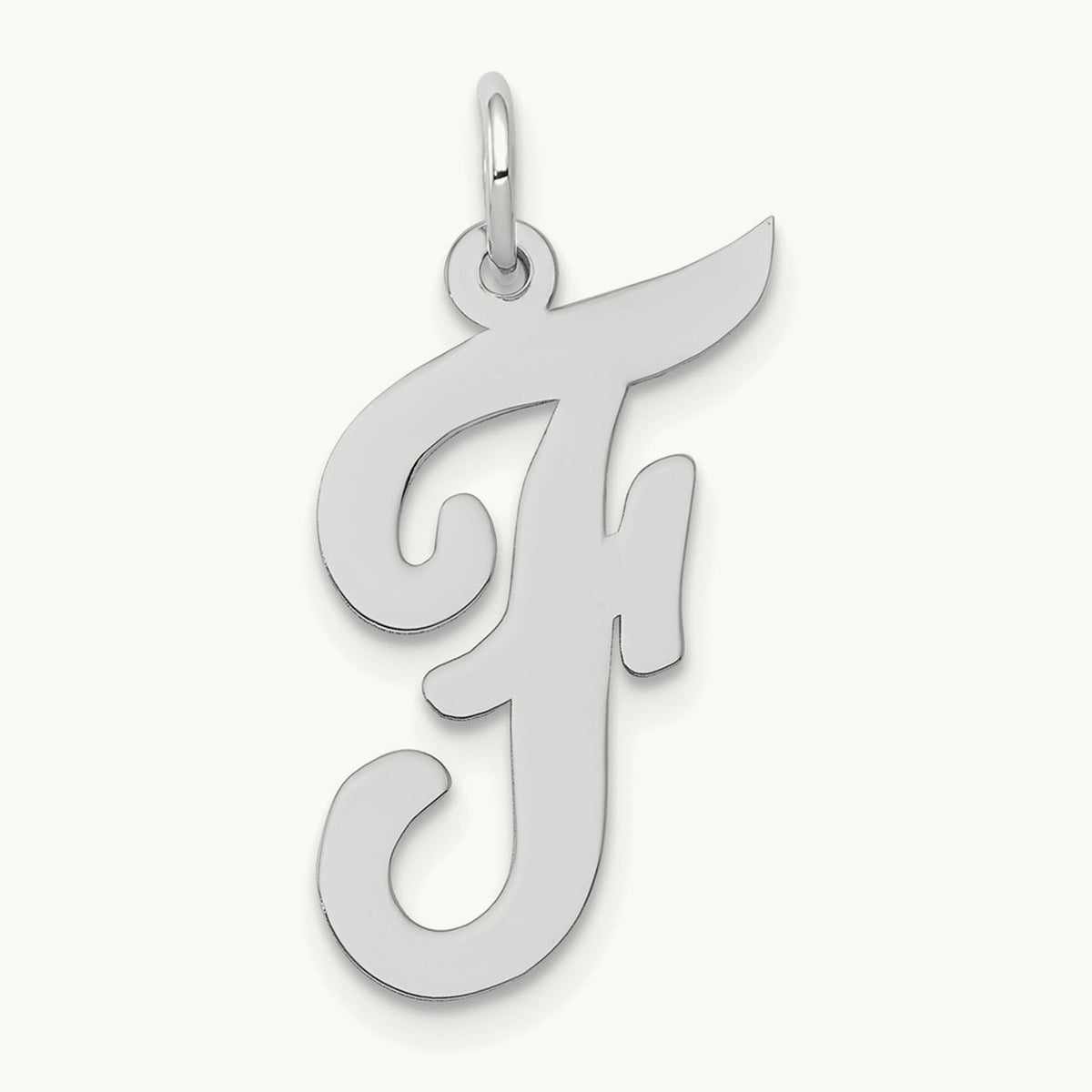 Large Script Initial Charm — 14K White Gold, F