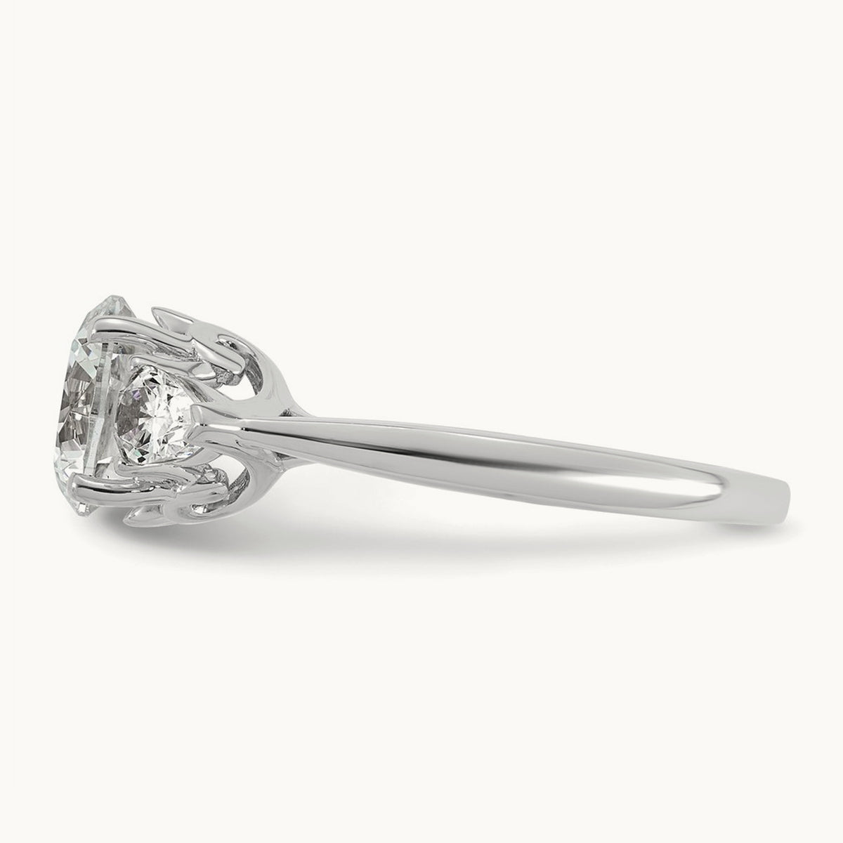 Round with Pear 3 Stone Engagement Ring, 1.25-3.50 ct tw Lab-Grown Diamond — 2 1/2 ct, 14K White Gold