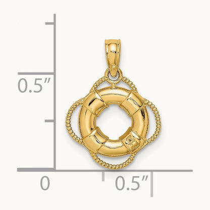 3D Gold Lifesaver Pendant in 14K Yellow Gold