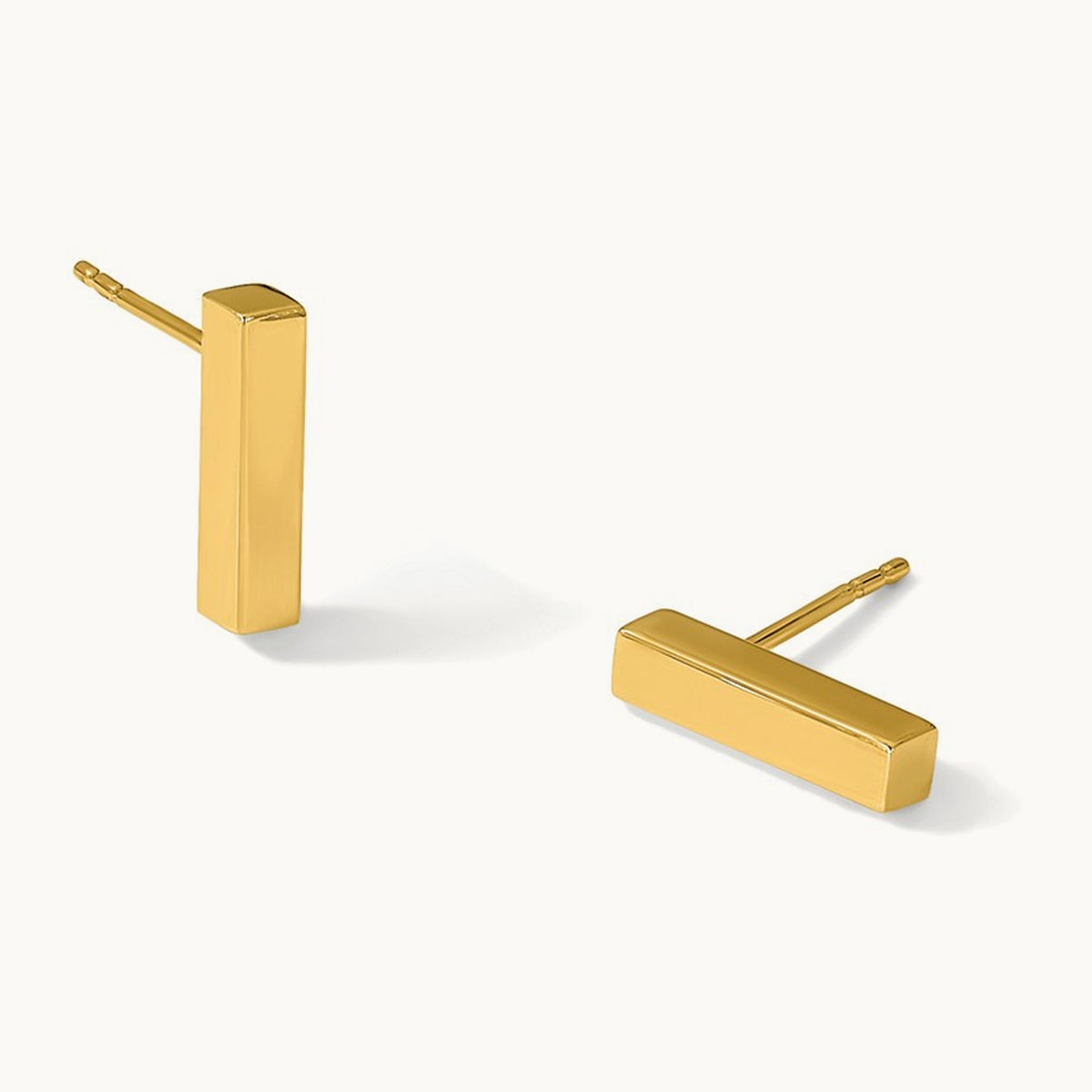 Polished Post Bar Earrings — 14K Yellow Gold