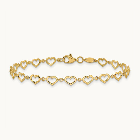 Polished Heart Link Bracelet — 7.5mm