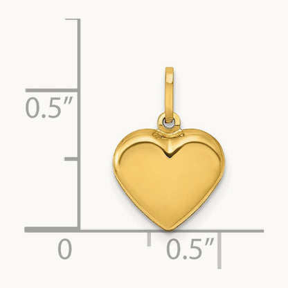 Polished 3-D Heart Pendant — 14K Yellow Gold