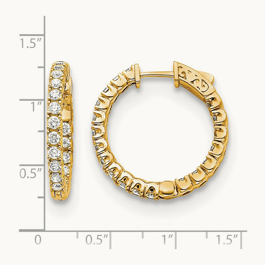 Diamond Round Hoop w/Safety Clasp Earrings, 14K