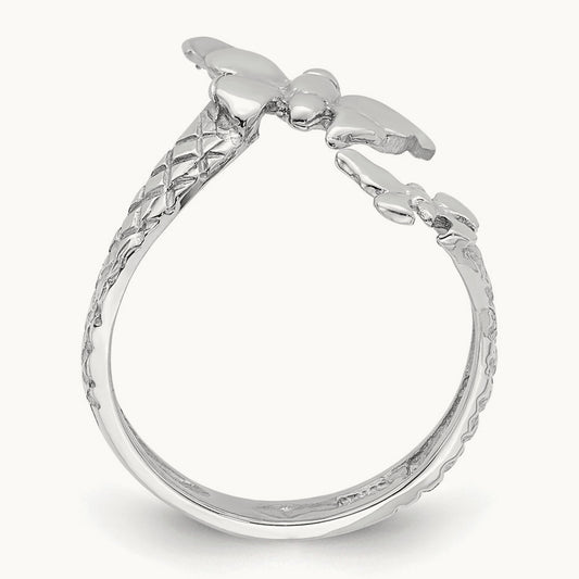 Polished & Textured Butterfly Toe Ring — 14K Yellow Gold