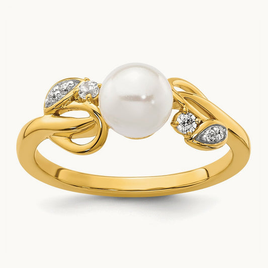 Polished Diamond and Pearl Fashion Ring — photo set