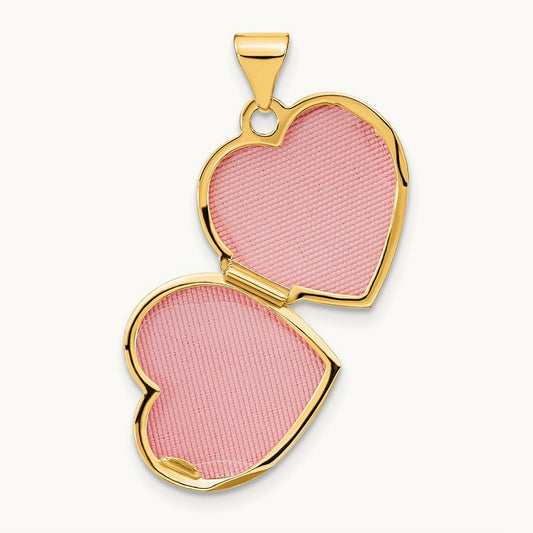 Reversible Swirl Design Heart Locket — 14K Yellow Gold