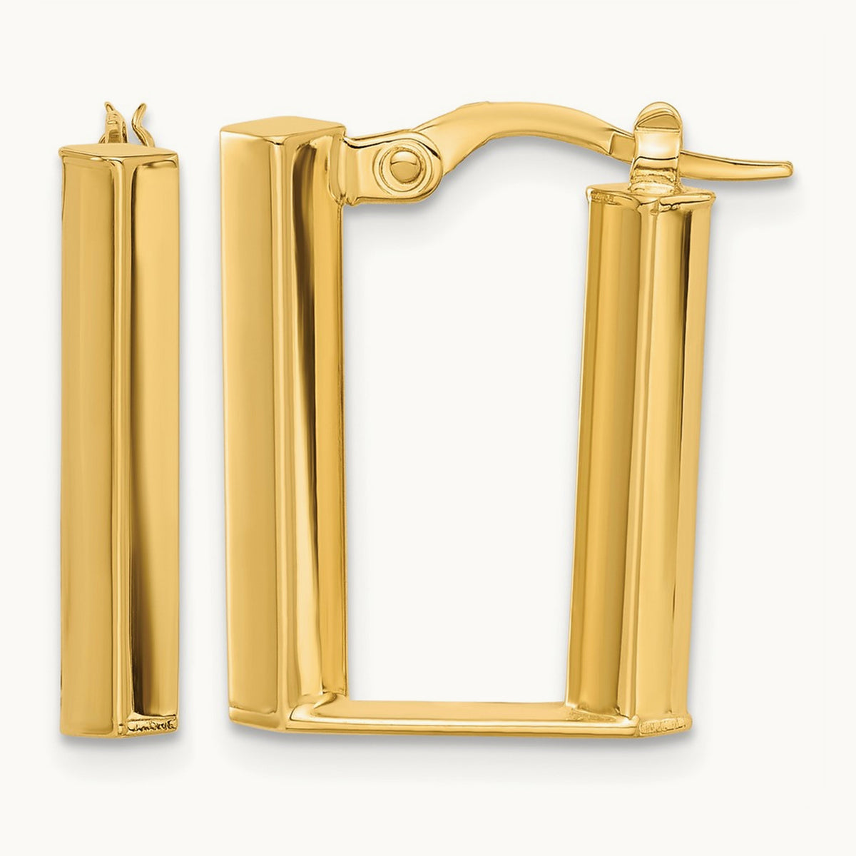 Polished U Shape Hoop Earrings, 14K