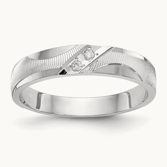 AA Quality Trio Ladies Complete Wedding Band, 14K White Gold
