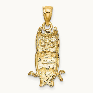 Textured Owl Charm, 14K