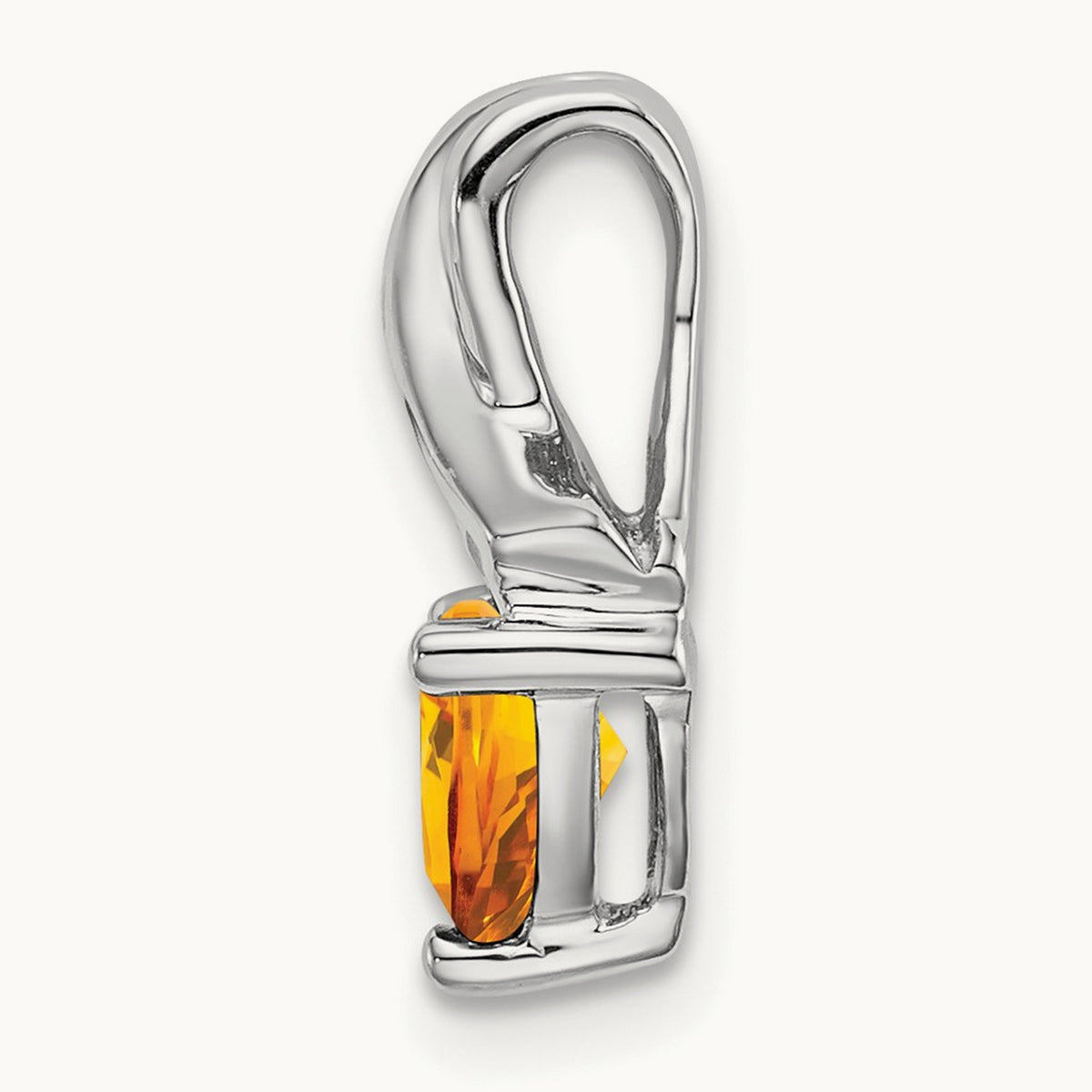 Trillion Citrine and Diamond Pendant — 14K White Gold