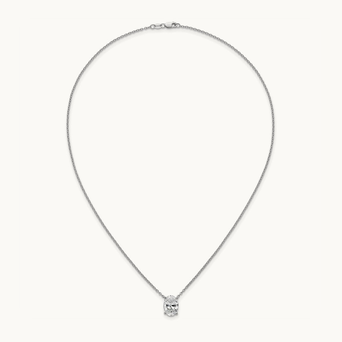 Oval Pendant Necklace, 0.25-4.00 ct tw Lab-Grown Diamond — 4 ct, 14K White Gold