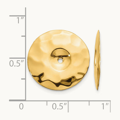 Polished Hammered Disc Earring Jackets — 14K Yellow Gold