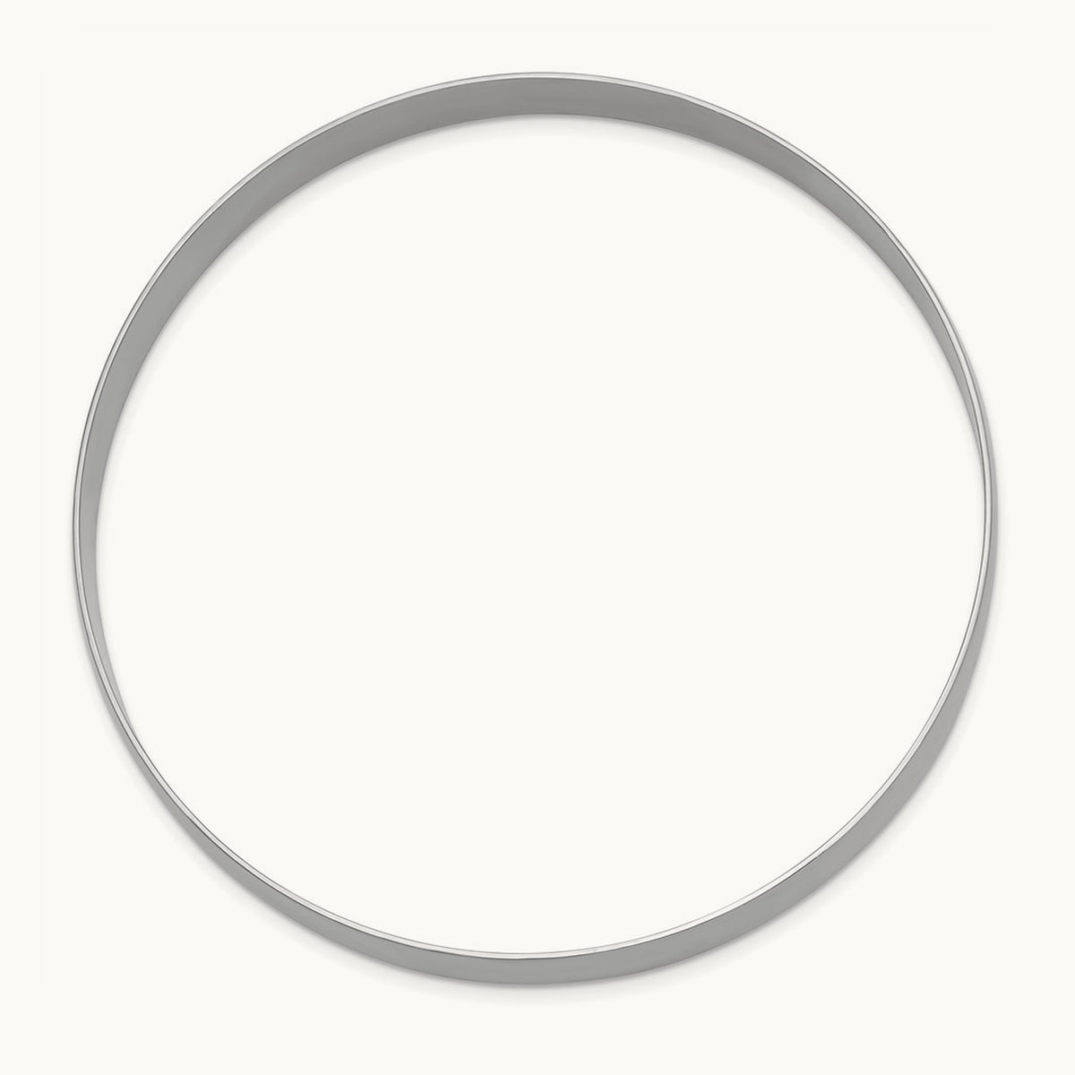 Solid Polished Half-Round Slip-On Bangle — 14K White Gold, 8mm