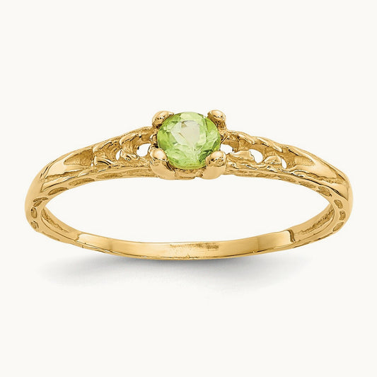Madi K Peridot Birthstone Baby Ring, 3mm, 14K