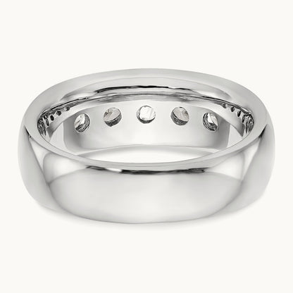 5-Stone Diamond Channel Band, 14K White Gold