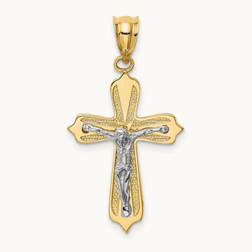 Crucifix Pendant, 14K Two-tone