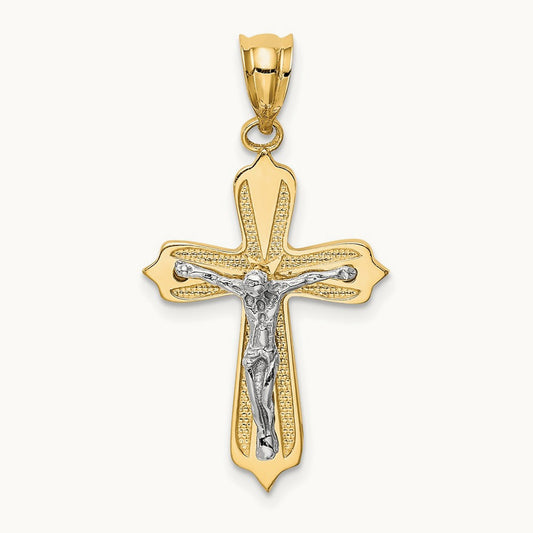 Crucifix Pendant, 14K Two-tone