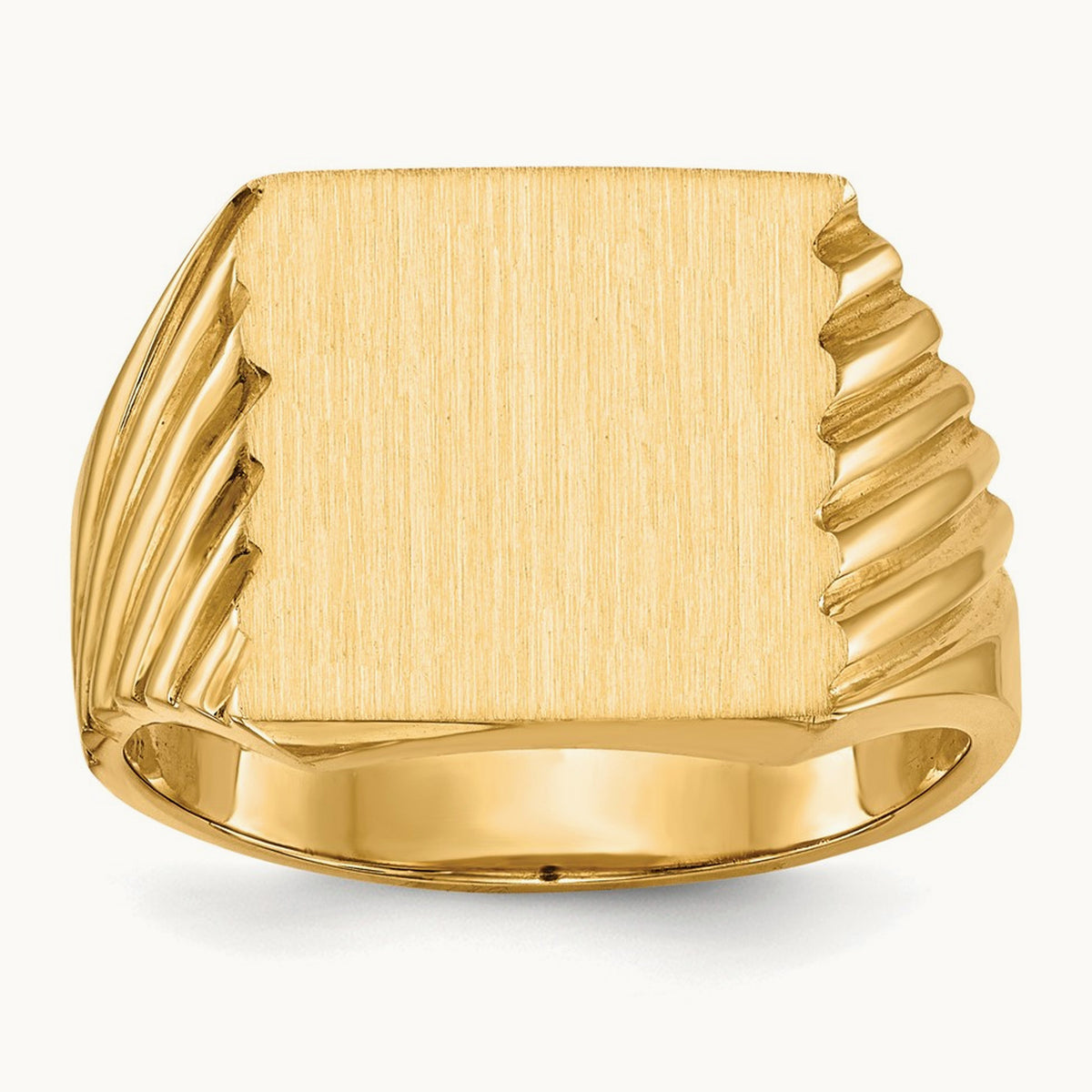 13.0x13. Closed Back Mens Signet Ring, 0mm, 14K
