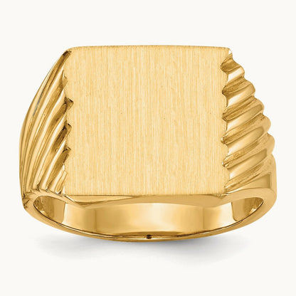 13.0x13. Closed Back Mens Signet Ring, 0mm, 14K