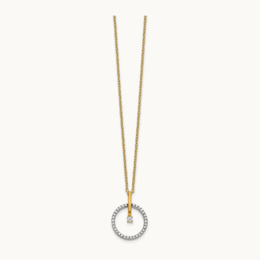 Diamond Circle 18 inch Necklace, 14K Two-tone