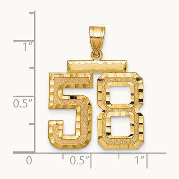 Large Brushed Diamond-cut Number 58 Charm, 14K