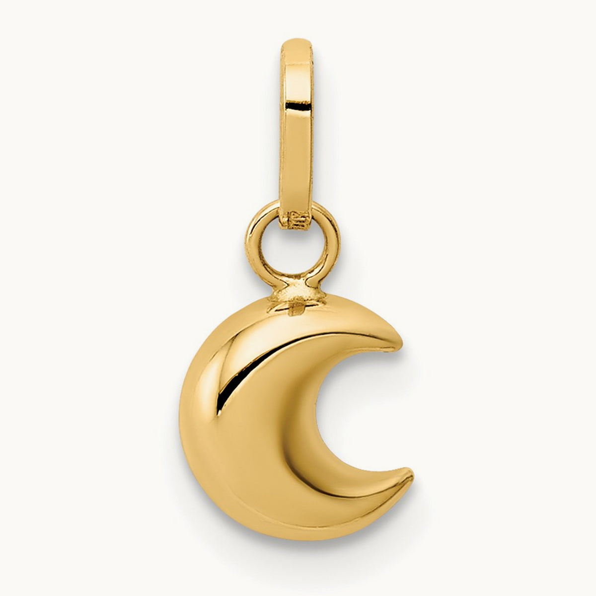 Polished Puffed Moon Charm, 14K