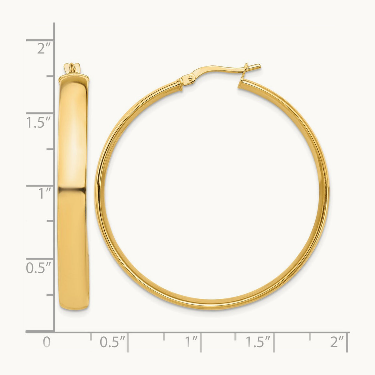 High Polished Hoop Earrings, 5mm, 14K