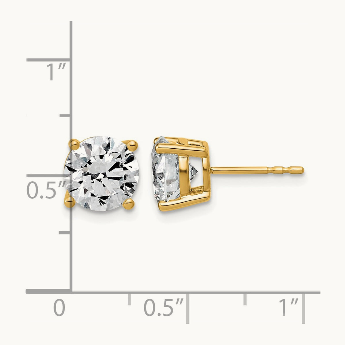 Round Lightweight Earrings, 0.25-6.00 ct tw Lab-Grown Diamond — 4 ct, 10K Yellow Gold